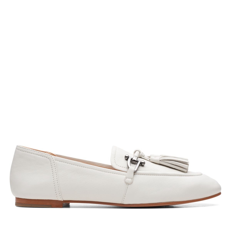 White Clarks Pure 2 Tassel Leather Women's Pumps | 65314-OHZK