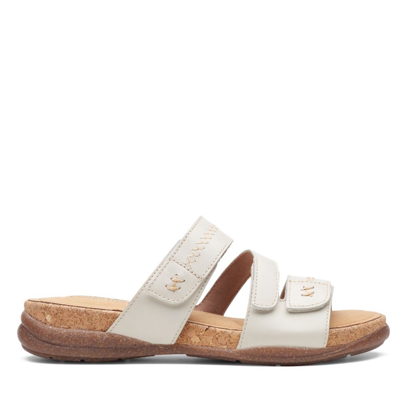 White Clarks Roseville Bay Leather Women's Sandals | 78054-GTPL