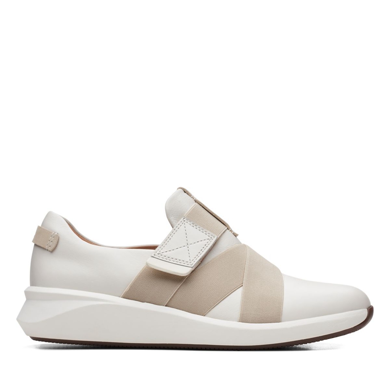 White Clarks Un Rio Strap Leather Women's Sneakers | 36710-XNMA