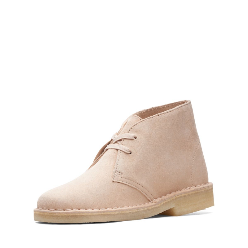 Beige Clarks Natural Suede Women's Desert Boots | 47861-KRBN