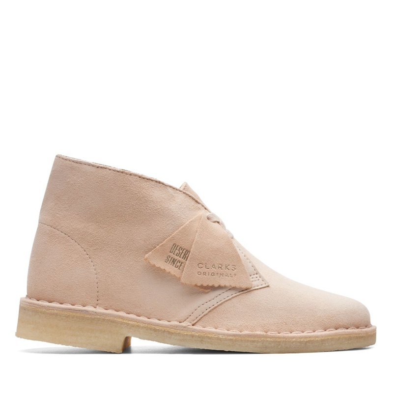 Beige Clarks Natural Suede Women\'s Desert Boots | 47861-KRBN