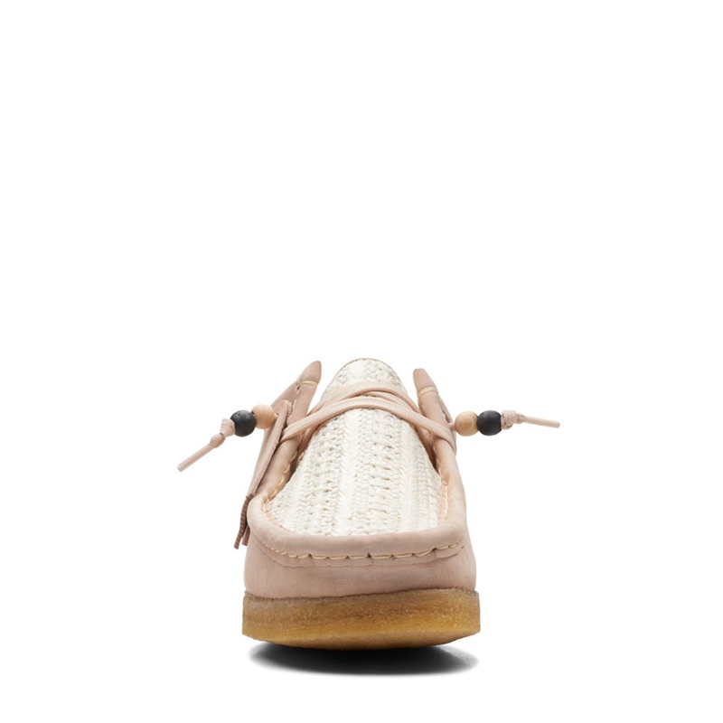 Beige Clarks Wallabee Natural Raffia Women's Slip Ons | 70831-UCRM