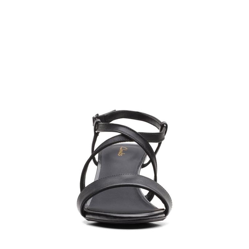 Black Clarks Amali Buckle Leather Women's Heels Sandals | 58296-IXWH