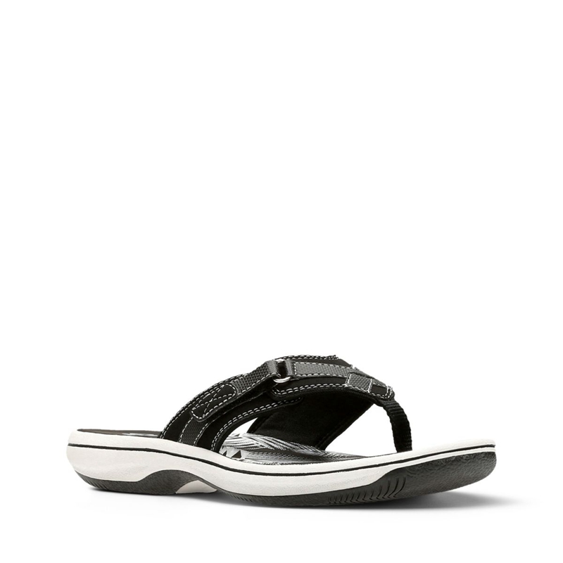 Black Clarks BREEZE SEA Synthetic Women's Flip Flops | 15602-SMDO