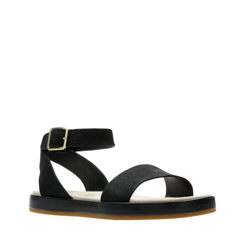 Black Clarks Botanic Ivy Nubuck Women's Sandals | 03217-SQTJ