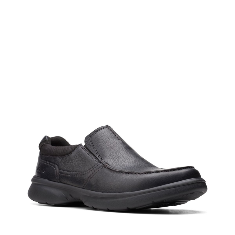 Black Clarks Bradley Free Blk Tumbled Lea Men's Loafers | 16508-JRFO