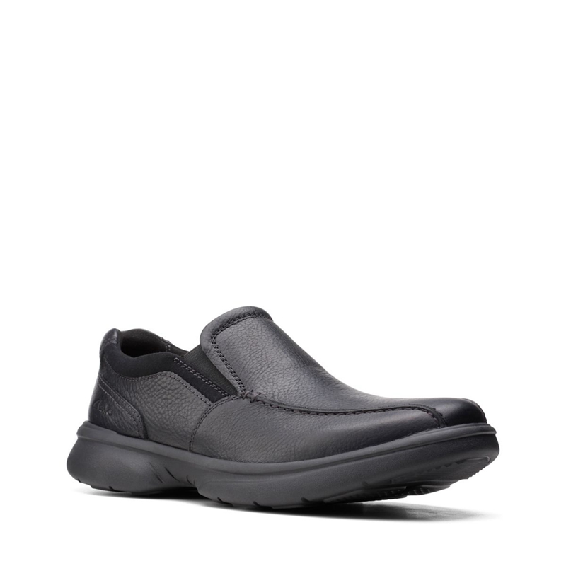 Black Clarks Bradley Step Blk Tumbled Lea Men's Loafers | 01256-JTLE