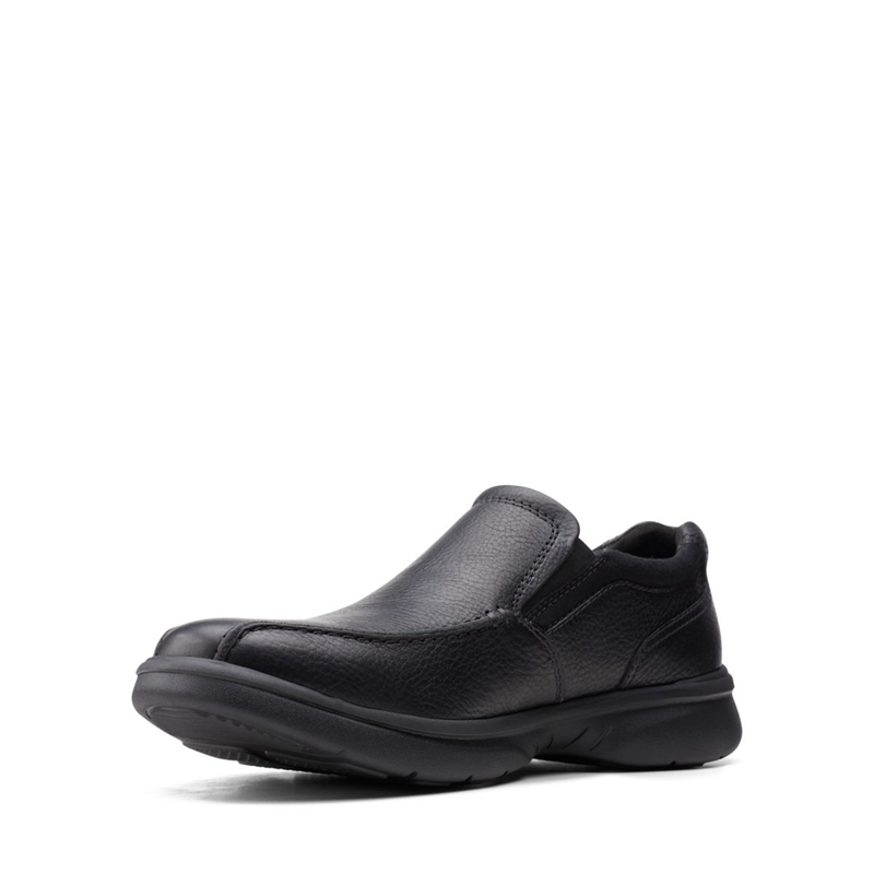 Black Clarks Bradley Step Blk Tumbled Lea Men's Loafers | 01256-JTLE