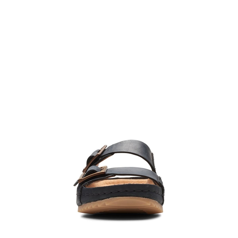 Black Clarks Brookleigh Sun Leather Women's Sandals | 98425-VMFA