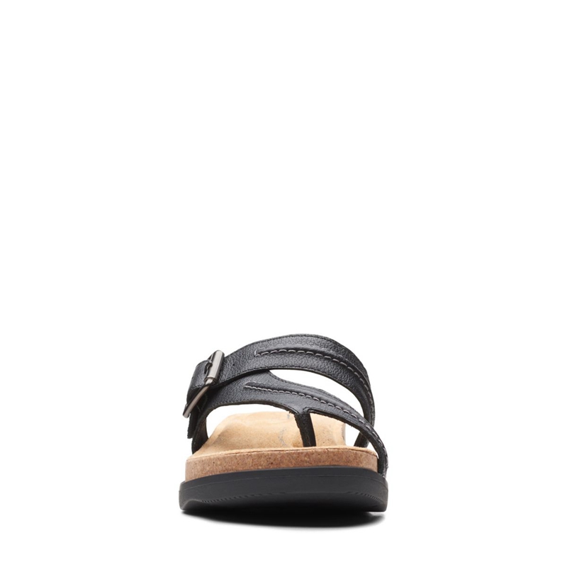 Black Clarks Brynn Madi Leather Women's Sandals | 87392-WKCX