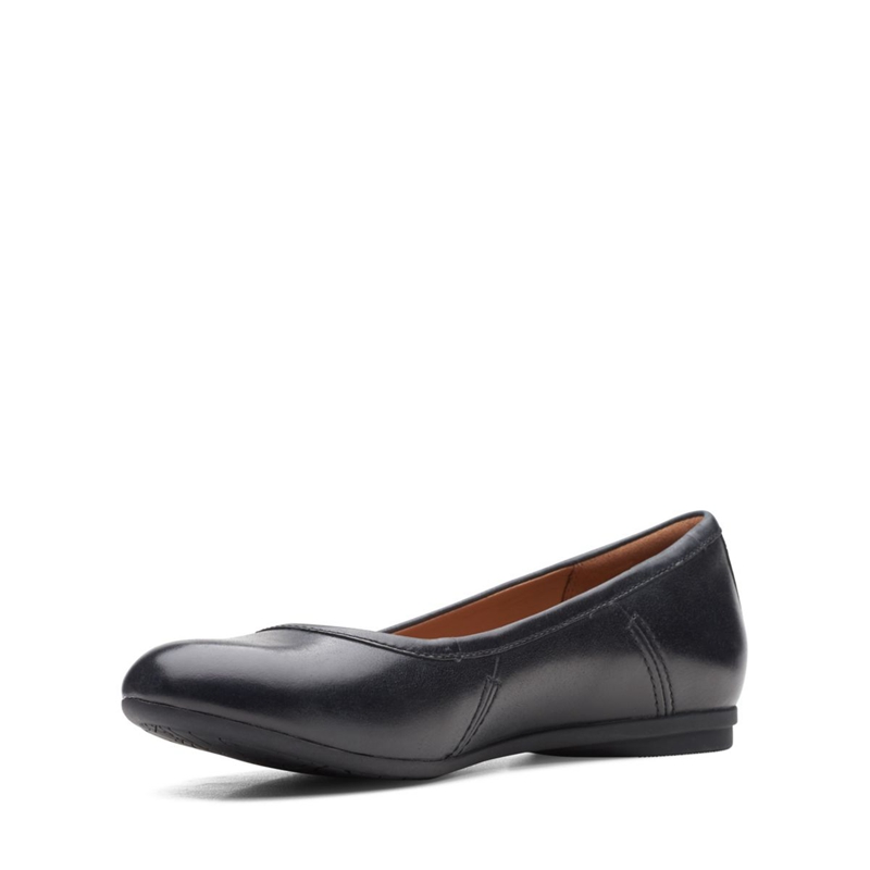 Black Clarks Canebay Plain Leather Women's Flat Shoes | 62351-QZXC