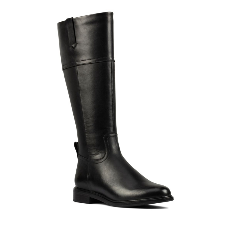 Black Clarks Clarkdale Hi Leather Women's Knee High Boots | 86520-VRGN