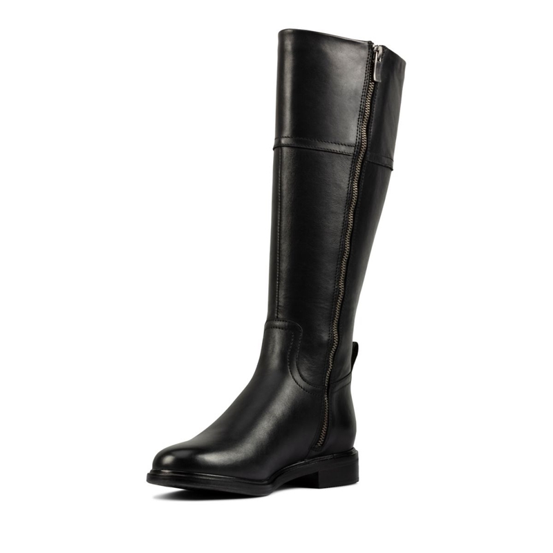 Black Clarks Clarkdale Hi Leather Women's Knee High Boots | 86520-VRGN