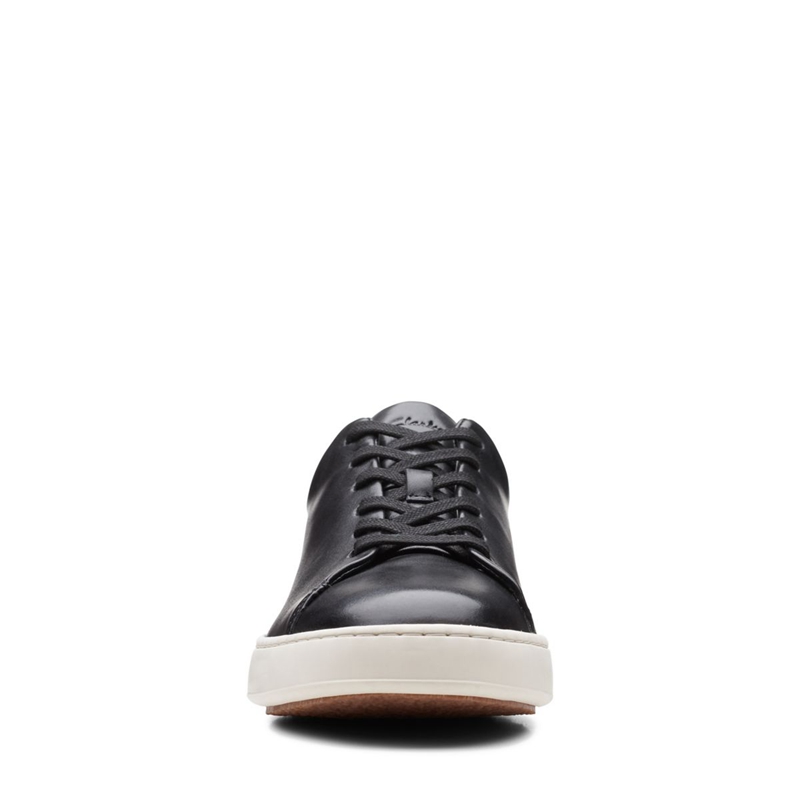 Black Clarks Court Lite Lace Leather Men's Slip Ons | 52968-ZNKX