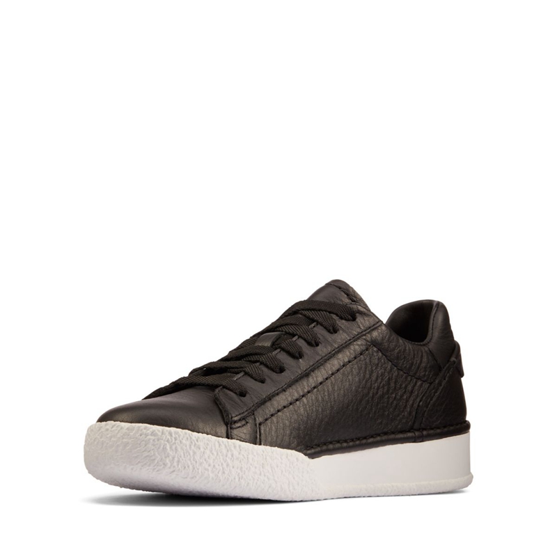 Black Clarks Craft Cup Lace Leather Women's Sneakers | 57012-VLPB