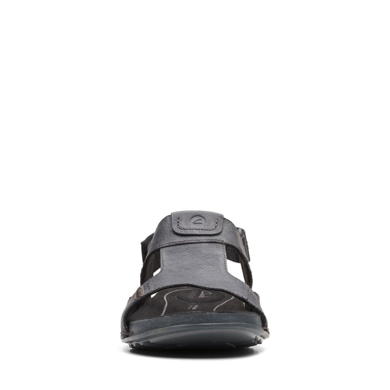 Black Clarks Crestview Bay Leather Men's Sandals | 71409-FODT