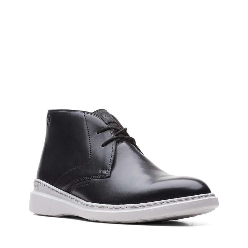 Black Clarks Dennet Mid Leather Men's Chukka Boots | 03827-SORJ