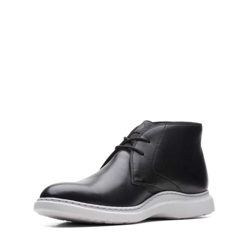 Black Clarks Dennet Mid Leather Men's Chukka Boots | 03827-SORJ