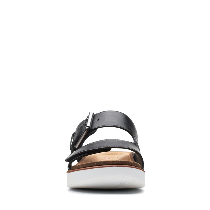 Black Clarks Elayne Ease Leather Women's Sandals | 84250-KWBL