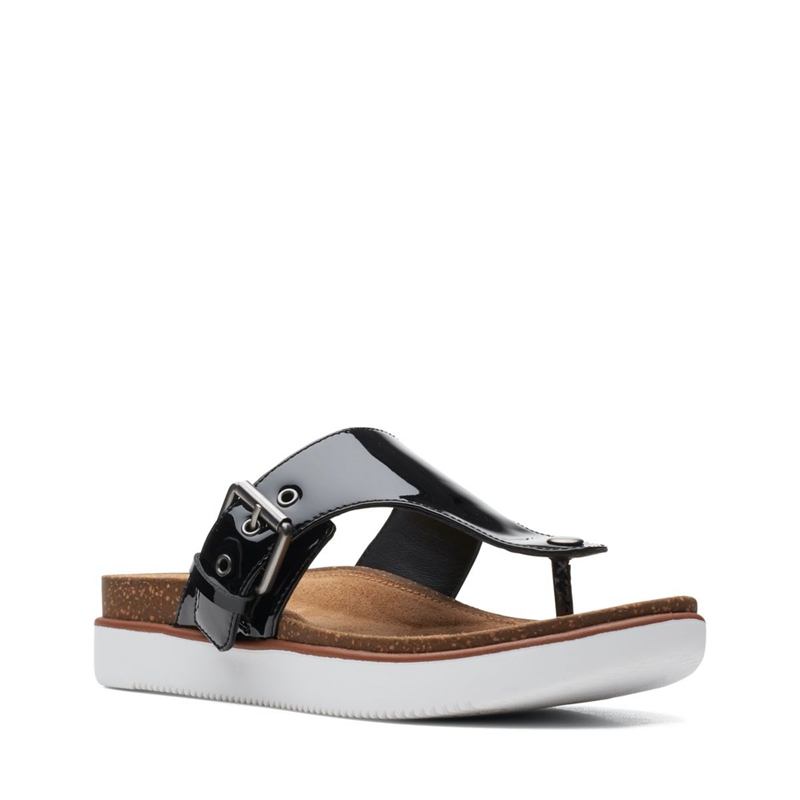 Black Clarks Elayne Step Pat Lea Women's Sandals | 94176-AHOC