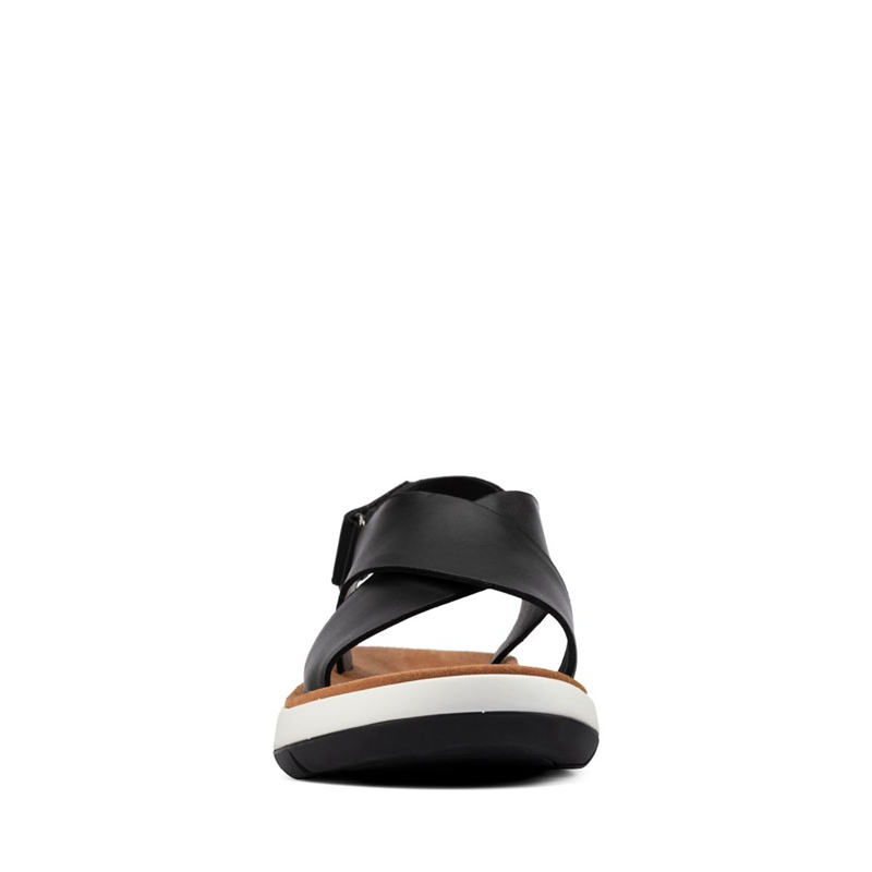 Black Clarks Jemsa Cross Leather Women's Sandals | 62307-LVOU