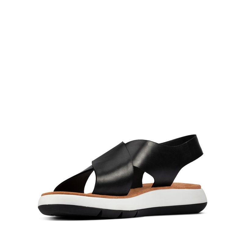 Black Clarks Jemsa Cross Leather Women's Sandals | 62307-LVOU