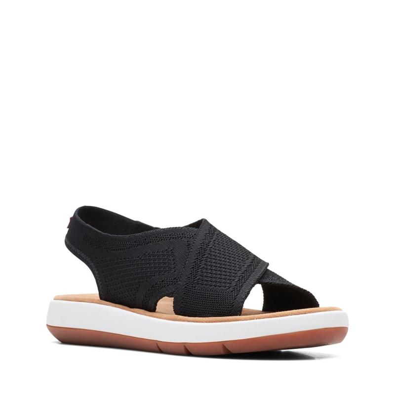 Black Clarks Jemsa Dash Knit Women's Sandals | 03275-YUKD