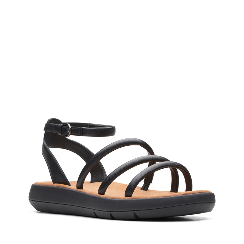 Black Clarks Jemsa Style Leather Women's Sandals | 10892-KIXE