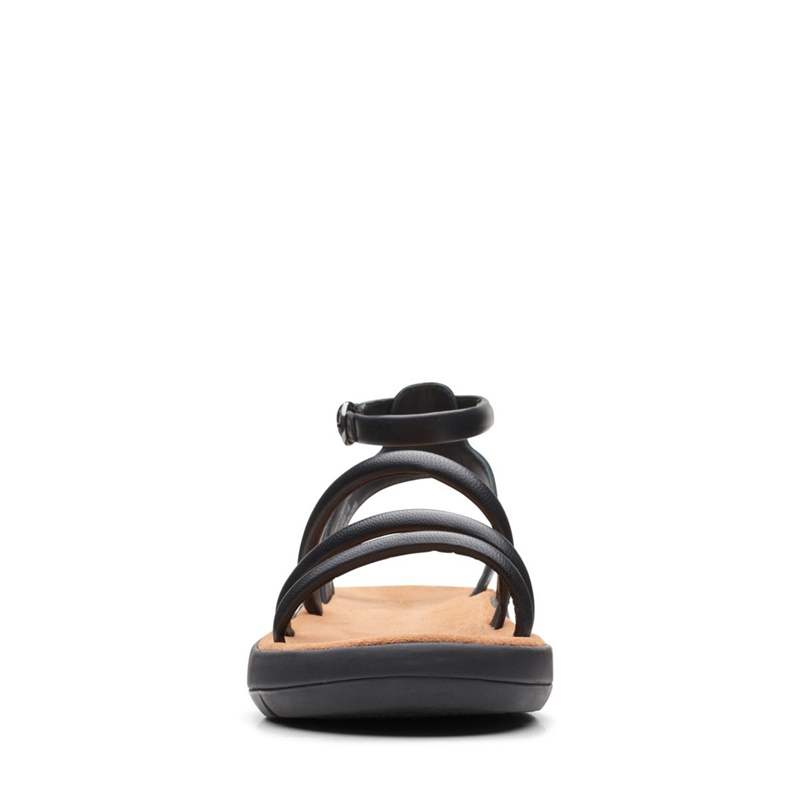 Black Clarks Jemsa Style Leather Women's Sandals | 10892-KIXE