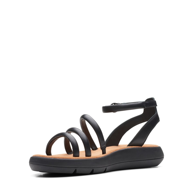 Black Clarks Jemsa Style Leather Women's Sandals | 10892-KIXE