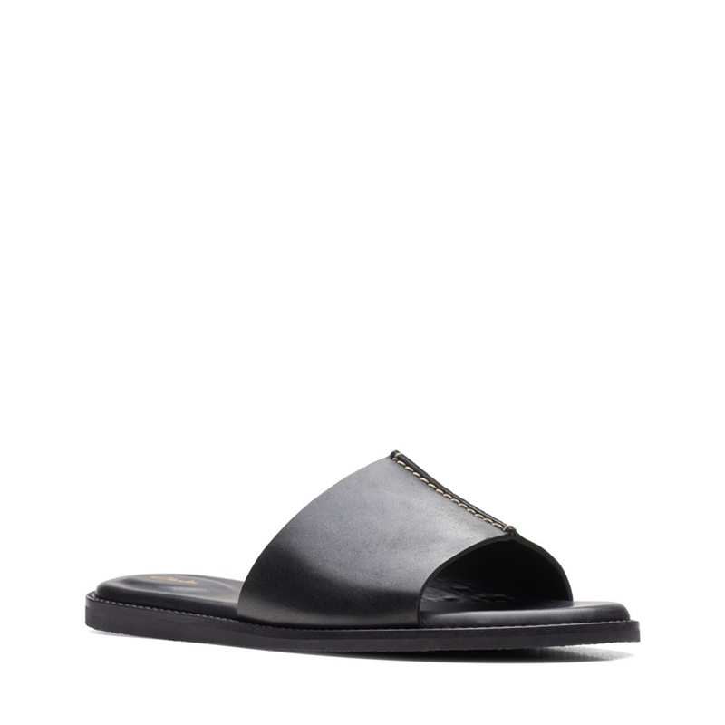 Black Clarks Karsea Mule Leather Women's Sandals | 17239-EQHC