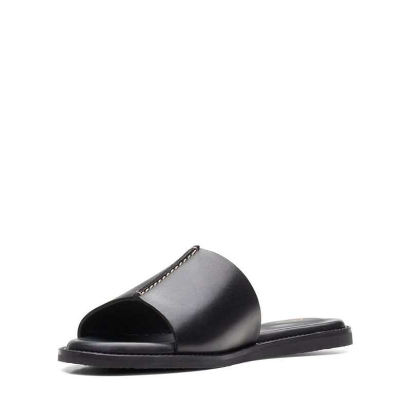 Black Clarks Karsea Mule Leather Women's Sandals | 17239-EQHC