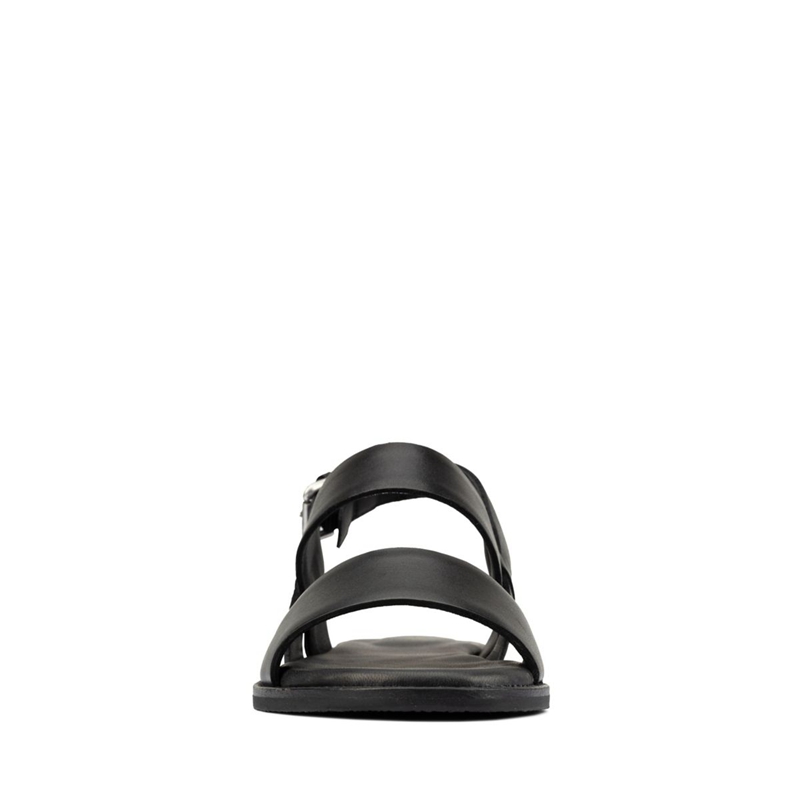 Black Clarks Karsea Strap Leather Women's Sandals | 94821-FLAU