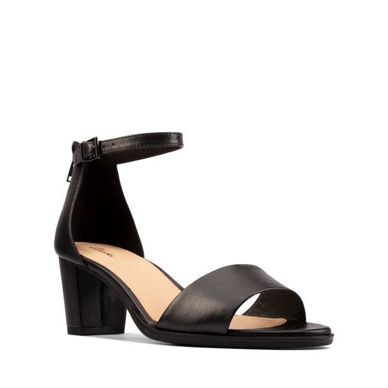 Black Clarks Kaylin 60 2 Part Leather Women's Sandals | 23147-GWIU