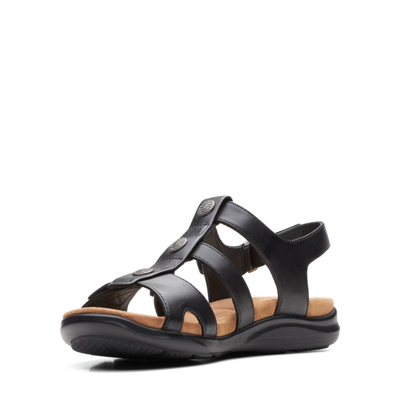 Black Clarks Kylyn Step Leather Women's Sandals | 67381-LOCE