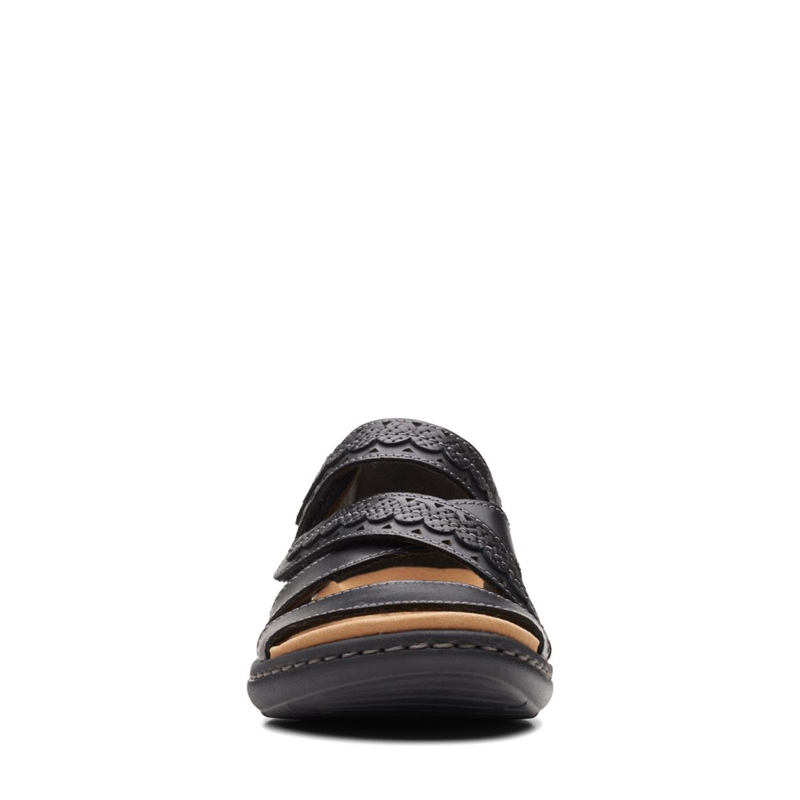 Black Clarks LaurieannHolly Leather Women's Sandals | 23971-IVSJ