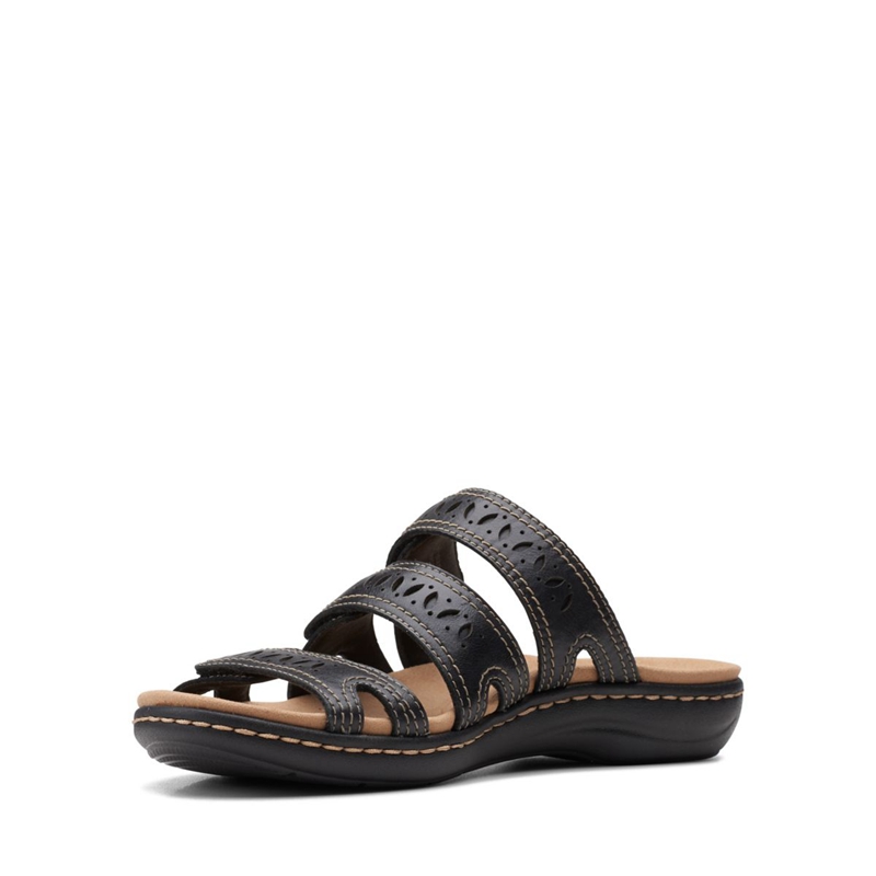 Black Clarks Laurieann Dee Leather Women's Sandals | 12675-CFSN