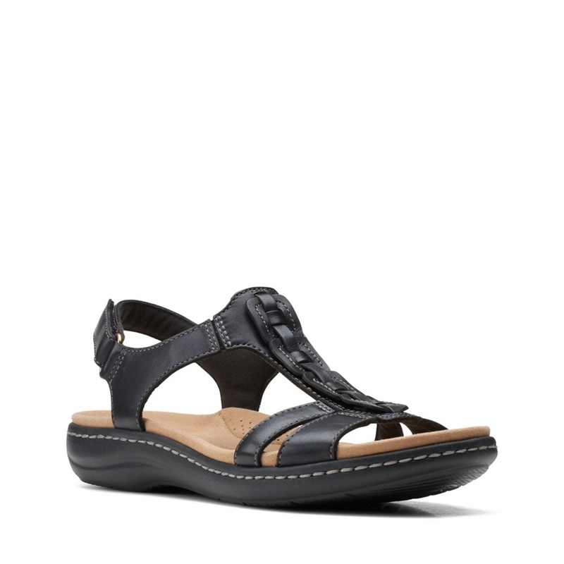 Black Clarks Laurieann Kay Leather Women's Sandals | 85106-WSOI