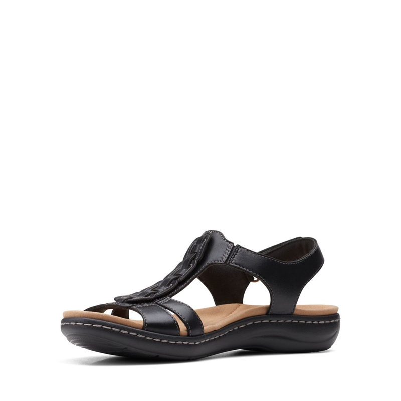 Black Clarks Laurieann Kay Leather Women's Sandals | 85106-WSOI