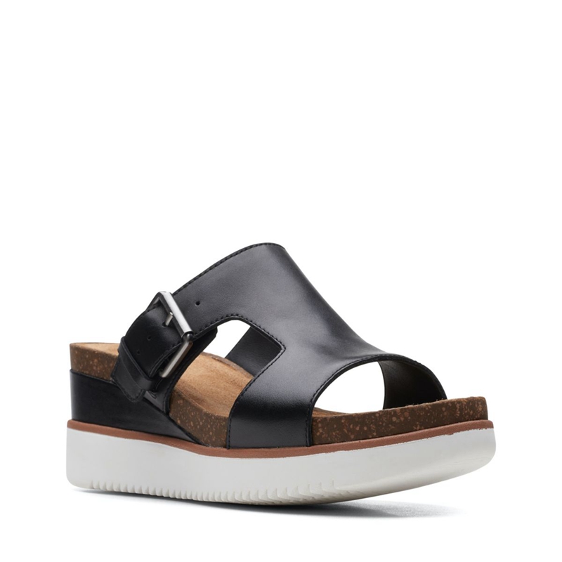 Black Clarks Lizby Ease Leather Women's Sandals | 52816-GYXM