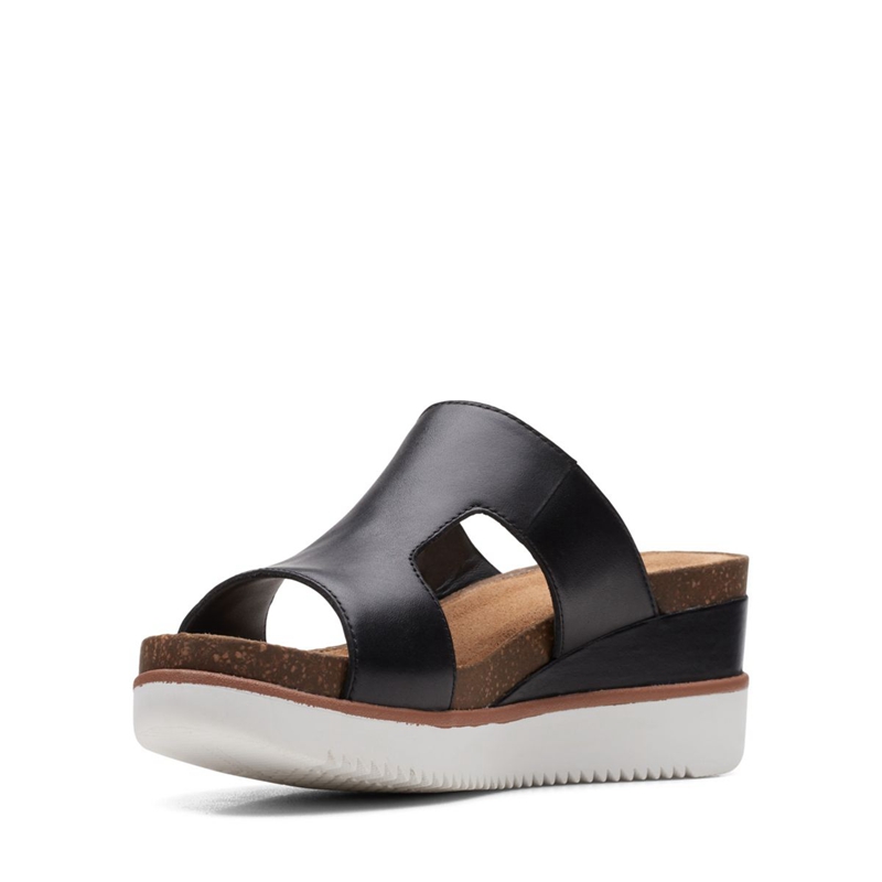 Black Clarks Lizby Ease Leather Women's Sandals | 52816-GYXM