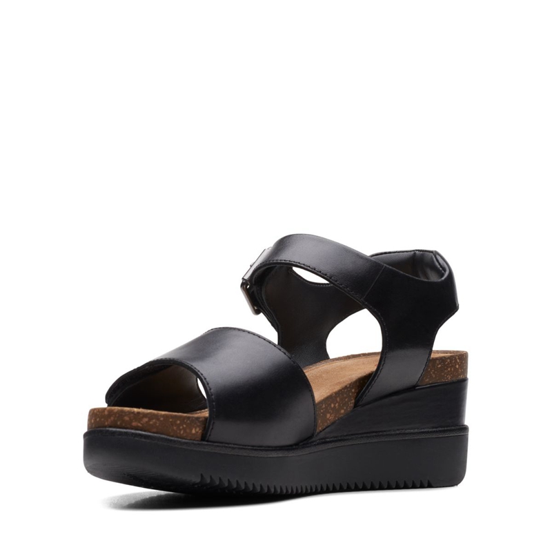 Black Clarks Lizby Strap Leather Women's Sandals | 72458-RMSJ