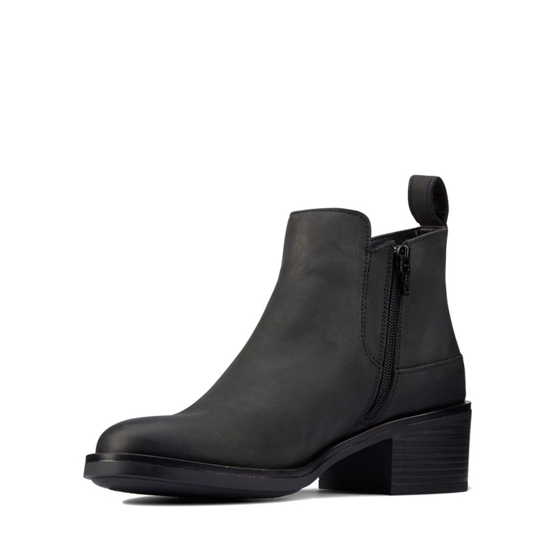 Black Clarks Memi Zip Leather Women's Chelsea Boots | 05936-GLER