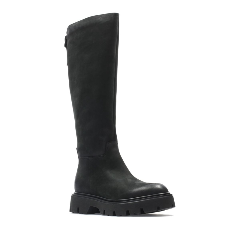 Black Clarks Motive Hi2 Nubuck Women's Knee High Boots | 14853-HZMF