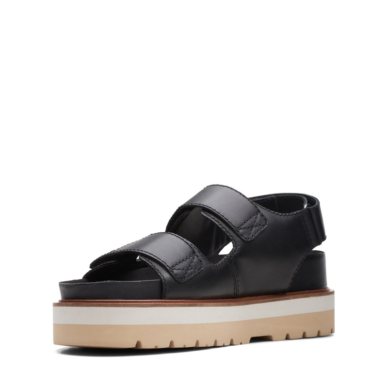 Black Clarks Orianna Sea Leather Women's Sandals | 93564-JVPM