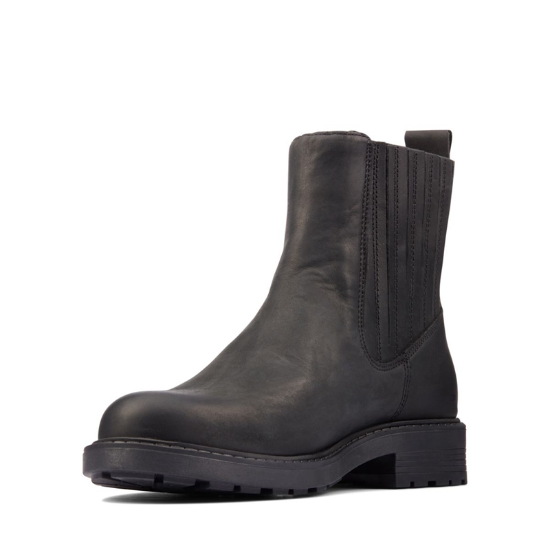 Black Clarks Orinoco2 Mid Leather Women's Chelsea Boots | 74120-HPQO