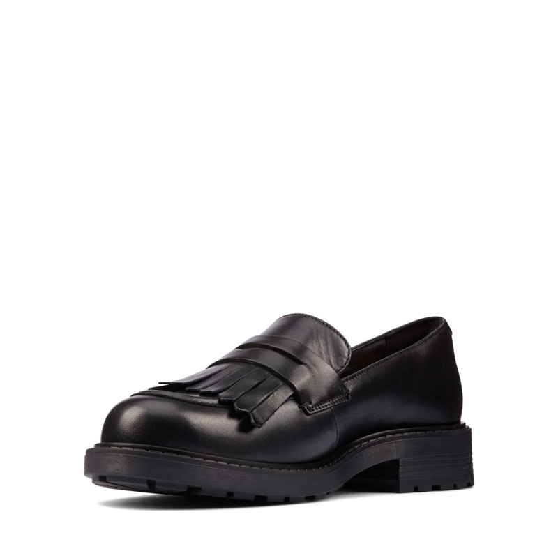 Black Clarks Orinoco 2 Blk HiShine Lea Women's Loafers | 38054-FBJS