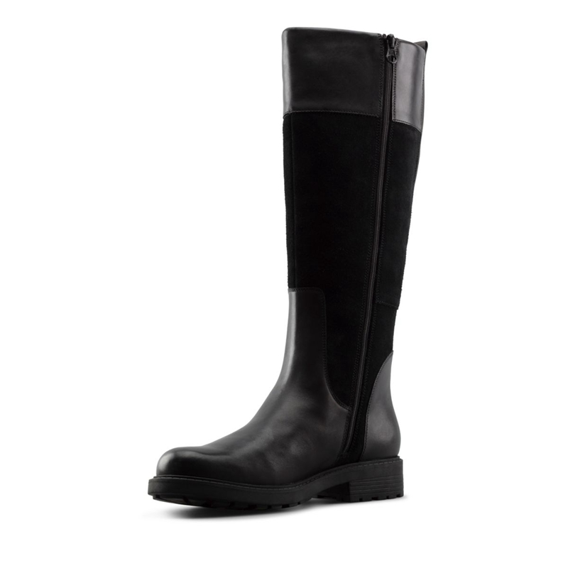 Black Clarks Orinoco 2 Hi WLined Lea Women's Knee High Boots | 01287-UNTX