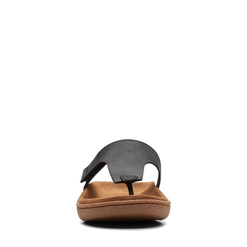 Black Clarks Pilton Post Leather Men's Sandals | 03258-JEGT