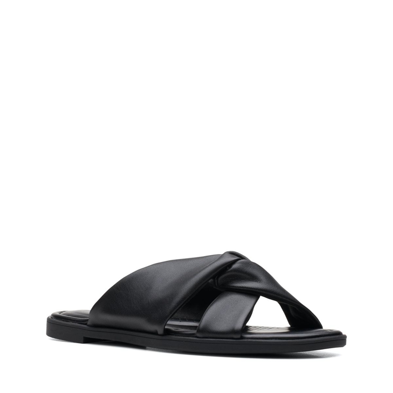 Black Clarks Reyna Twist Synthetic Women's Sandals | 70268-AGJN